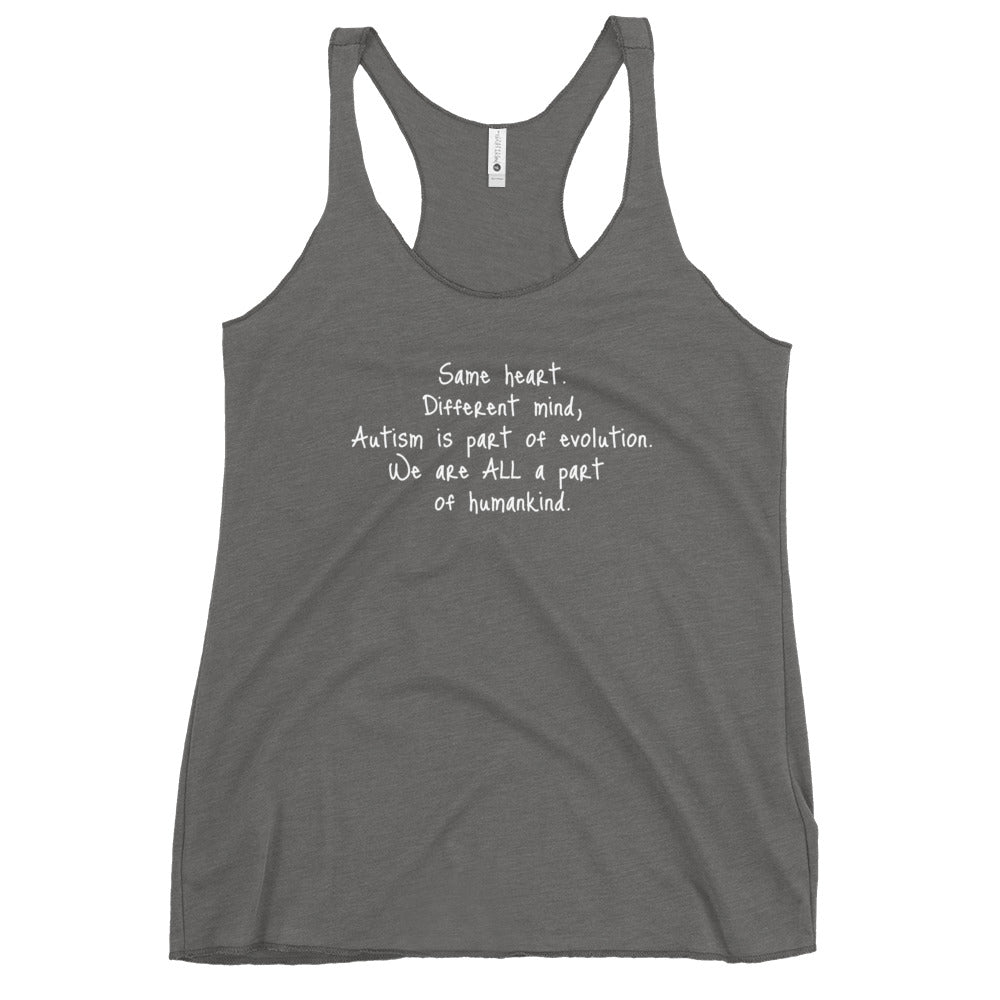 Same Heart. Different Mind. Autism Awareness Women's Racerback Tank