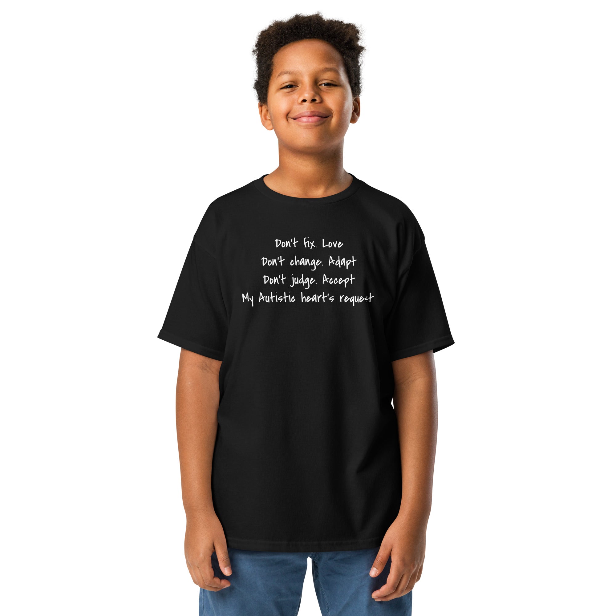 Don’t Fix. Love. Autism Youth classic tee